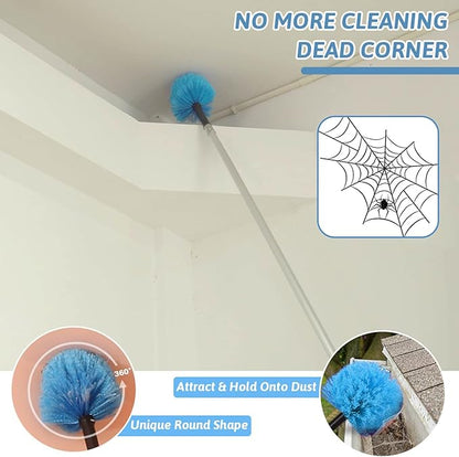 20 Foot Cobweb Duster with Extension Pole 2 PCS, Webster Cobweb Duster for High Ceilings/Corners, Spider Web Brush with Pole for Outdoor & Indoor Web Cleaning, Outdoor Cobweb Brush Kit by MAYKI