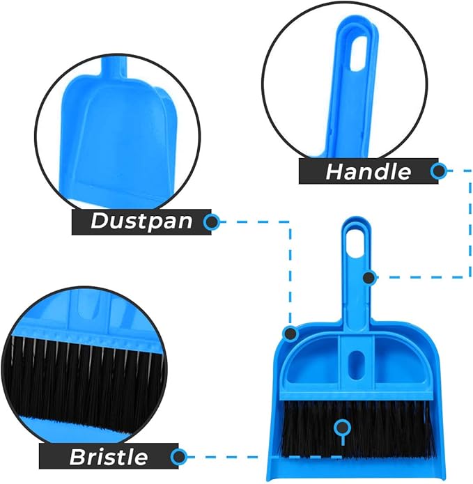 Mini Broom and Dustpan Set - Compact Cleaning Kit for Home, Car, Camping, Small Spaces, Pet Cleanup, and Travel - Durable Small Broom and Dustpan Set Mini - Pink Broom