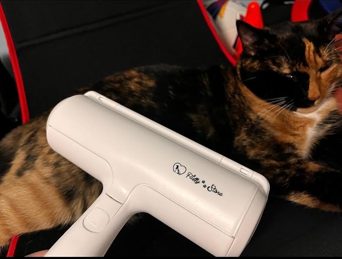 Pet Hair Remover and Reusable Lint Roller- Fluffy Paws Cat and Dog Hair Remover for Furniture, Couch, Carpet, and Bedding - Portable, Multi-Surface Fur Removal Tool