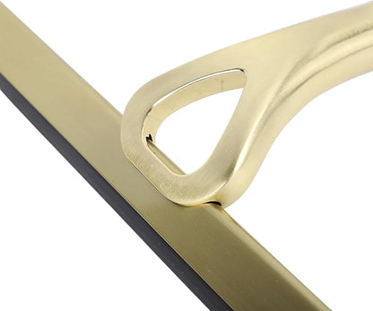 CHICIRIS 304 Stainless Steel Shower Squeegee, All Purpose Bathroom Cleaner Tool for Shower Glass Door Tile Wall Mirror Car, with Silicone Wiper and Suction Cup Hook (Gold)