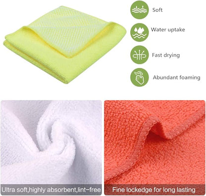 SINLAND Microfiber Dish Cloths for Washing Dishes Towels Best Kitchen Washcloth Cleaning Rags Cloths with Poly Scour Side - Used for Plates, Bowls and Dishes, 5 Color Assorted 12inchx12inch 10pack