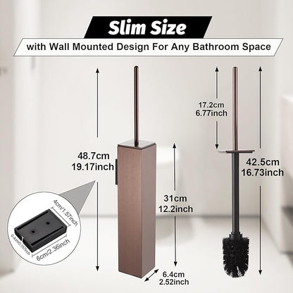 BGL Toilet Brush and Holder Set Rose Gold Wall Mounted for Bathroom Square Design