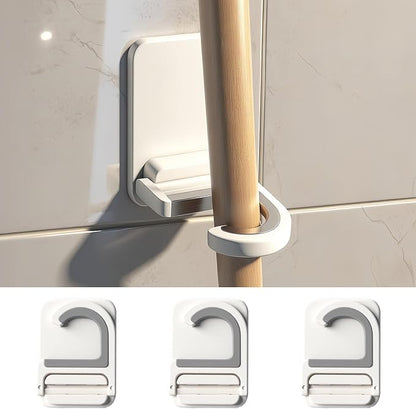 3pack Mop and Broom Holder Wall Mount Self Adhesive - No Drill Mop and Broom Handle Gripper, Household Cleaning Organizer for Organization and Storage, Holds up to 6 lb