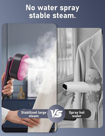 Travel Garment Steamer for Clothes with LED Display, 1200W Portable Handheld Steamer ＆ Iron 2 In 1, 10s Fast Heat Up, Large Ceramic Heat Panel, All-Fabric Quick Wrinkle Remover