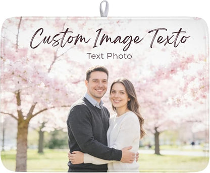Custom Personalized Dish Drying Mat for Kitchen Counter,Customized Drying Mats with Picture Text Image 18 x 24 Inch with High Absorbent Microfiber Drainer Mat for Coffee Bar