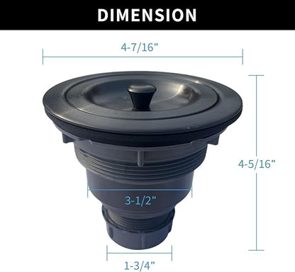 Sink Strainer Kitchen Sink Drain Assembly Kit 3-1/2 Inch with Kitchen Sink Drain Basket,304 Stainless Steel Sink Stopper & Cover Lid，Stainless Steel Matt Black