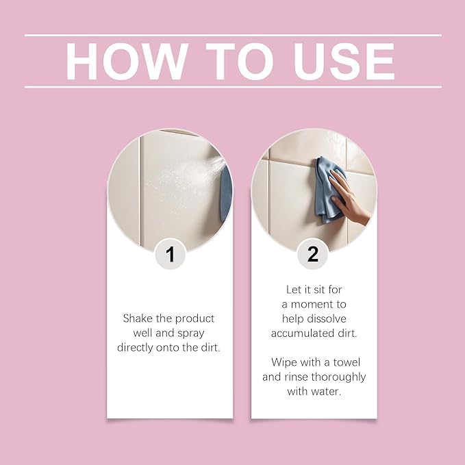 Bathroom Cleaner Foam Spray, Pink Limescale & Soap Scum Remover, No-Rinse Descaler for Toilet, Shower, Sink, Bathtub, Tile & Glass Surfaces, Powerful Yet Gentle Formula (2Pcs)