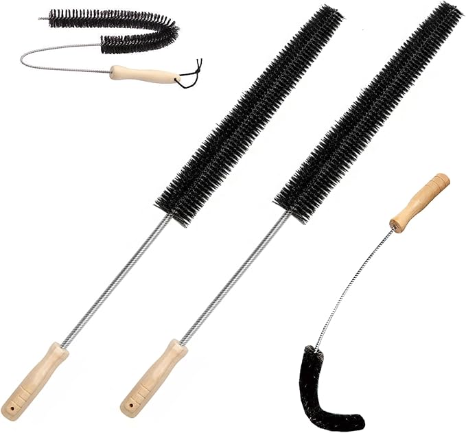 Dryer Lint Brush 2 Pack, 30" Flexible Dryer Vent Cleaner with Wood Handle for Dryers Duct, Refrigerator Coil, and Washing Machine Pipe...