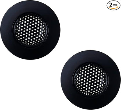 Antrader Kitchen Sink Strainer,3" Top / 1.5" Basket,Stainless Steel Sink Drain Strainer,Black,2 Pack