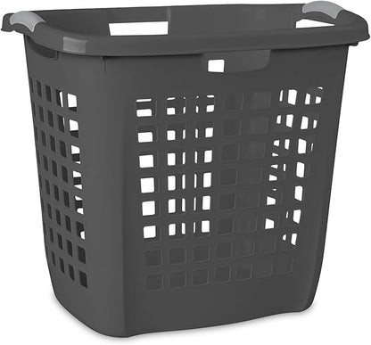 Sterilite 4-Pack 2.1 Bushel Ultra Easy Carry Hamper, Laundry Basket Organizer, Flat Gray - Large Plastic Clothes Bin for Home, Dorm, Bathroom, and Bedroom Organization