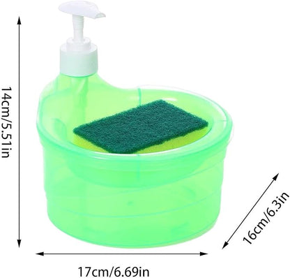 Kitchen Soap Dispenser - 2 in 1 Dish Soap and Sponge Holder, Sink Liquid Soap Pump Organizer | Dishwashing Soap Dispenser with Sponge caddyy, Refillable Soap Pump Dispenser for Kitchen Cleaning