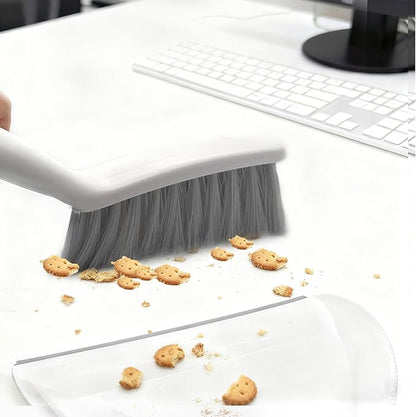 Mini Broom and Dustpan Set,Hand Broom with Dustpan Combo Nesting Snap-On Handheld Dust Pan and Brush Set, Small Broom and Dustpan Set for Kitchen, Desktop, Pet, Floor, Sofa, Grey White