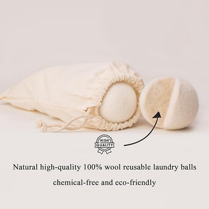 Wool Dryer Balls Organic XL 6 Balls per Pack by Loaddvni, Save Time,Money,Energy.