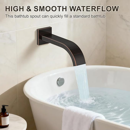 Oil Rubbed Bronze Shower System with Tub Spout, Ceiling Mounted Bathtub Shower Faucet Set, 12" Rainfall Shower Head and Handheld Shower Combo, High Pressure Shower Fixtures Set with Rough-in Valve