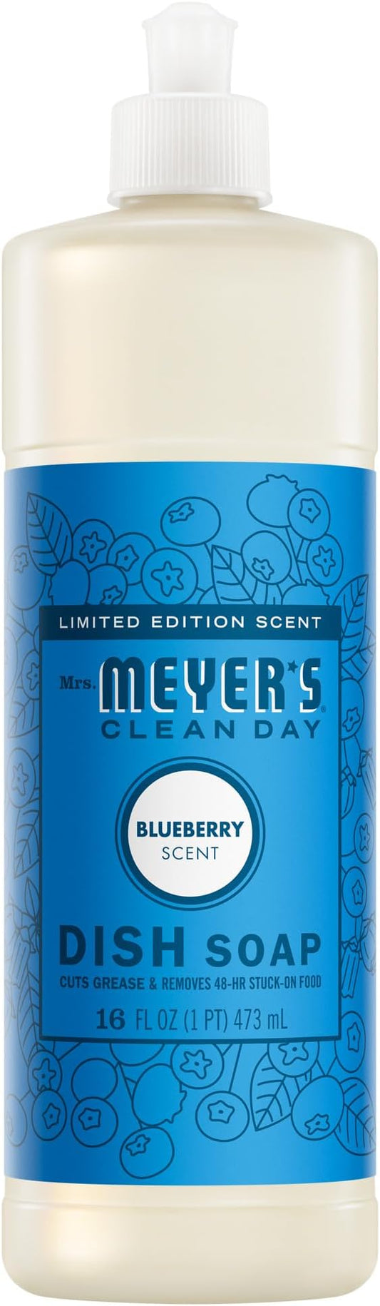 Mrs. MEYER'S CLEAN DAY Liquid Dish Soap, Blueberry Scent, 16 Fl Oz Bottle