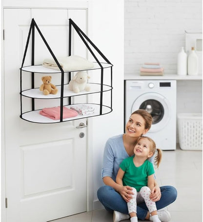 CINPIUK 2 Pcs 3-Tier Sweater Drying Rack Over The Door, Foldable Mesh Hanging Dryer Flat with Hooks, Large Breathable Laundry Drying Hanger, Clothes Lay Flat Dryer for Apartments Dorms Bathrooms