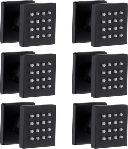 HOMEDEC Brass Square Shower Body Spray Jets Head (Matte Black, 6pcs)