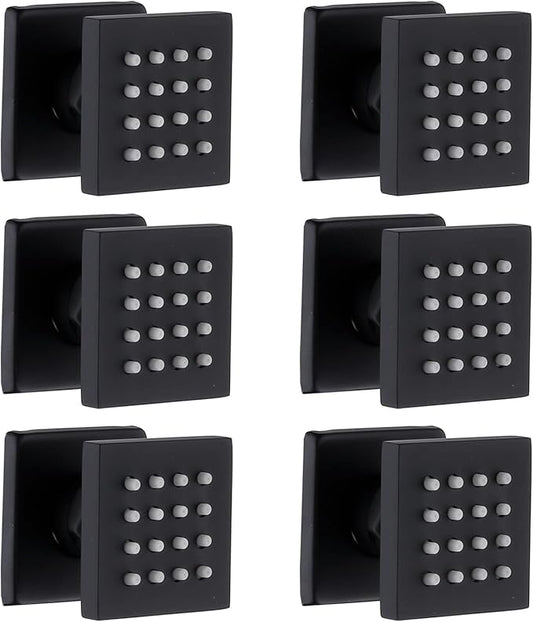 HOMEDEC Brass Square Shower Body Spray Jets Head (Matte Black, 6pcs)
