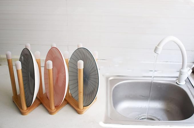 Bamboo Retractable Bottle Drying Rack Cup Dish Drying Racks,Sports Water Bottle and Mug Drainer Stand, Plastic Bag Dryer Rack and Multifunctional Drying Rack for Kitchen Countertop