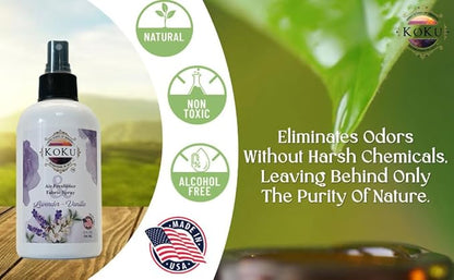 Lavender Vanilla Air Freshener - Room Spray - Odor Eliminator - Deodorizer - Car Air Freshener - Home Spray - Linen Spray - Fabric Refresher - None Toxic - Alcohol Free - Made in USA (8 Oz)