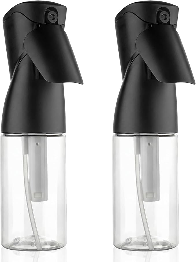 Spray Bottles 250ml/8.5oz 2 Pack Continuous Spray Bottle for Hair Refillable Fine Mist Sprayer Water Spray Bottles for Cleaning Kitchen Hair Care Skin Toner(Black)