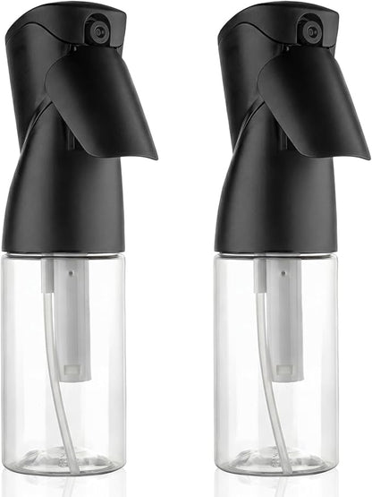 Spray Bottles 250ml/8.5oz 2 Pack Continuous Spray Bottle for Hair Refillable Fine Mist Sprayer Water Spray Bottles for Cleaning Kitchen Hair Care Skin Toner(Black)