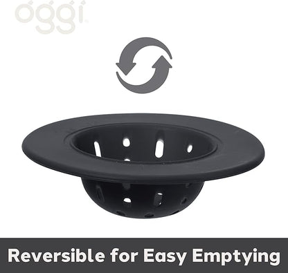 OGGI Silicone Sink Strainer- Great Kitchen Sink Strainer, Sink Drain Strainer, Drain Stopper, Sink Plug, 4.6˝ Diameter Rim, Black