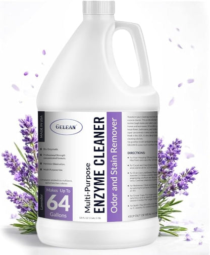 Multi-Purpose Probiotic Enzyme Cleaner, Made in USA - Pet Stain and Odor Remover - Concentrated - Professional & Home Strength Drains, Floors, Bathrooms, Toilets Trash Can, (1 gallon, Lavender)