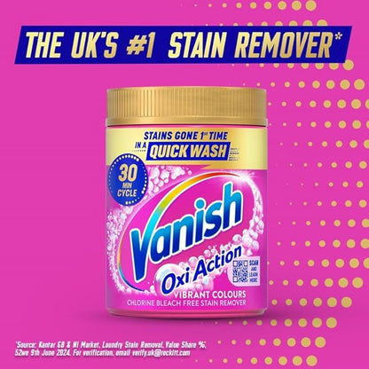 Vanish Stain Remover, Gold Oxi Action Powder, 1.5kg, Removes Stains Laundry Detergent Leave Behind, Protects Fabric Colours and Removes Odours, Bleach Free