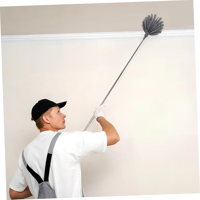 HEALLILY Ceiling Fan Duster Extendable Pole Cleaning Heads Web Remover for Indoor Outdoor Cleaning