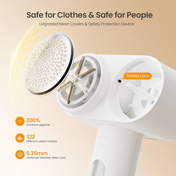 Mosthink Fabric Shaver, 2-in-1 Electric Lint Remover & Build-in Lint Brush, Large Fuzz Remover for Clothes Couch Furniture | Rechargeable Sweater Defuzzer | Digital LED Display | 3 Speeds | 2600mAh