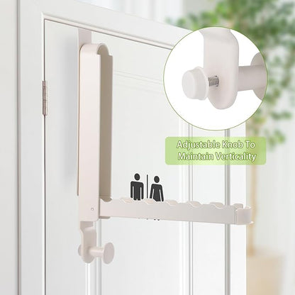 Over The Door Drying Rack, 1 Pack Foldable Over The Door Hooks Hanger for Laundry Clothes Heavy Duty Door Organizer Rack Coat Towels Hanging Storage for Bedroom Bathroom Kitchen