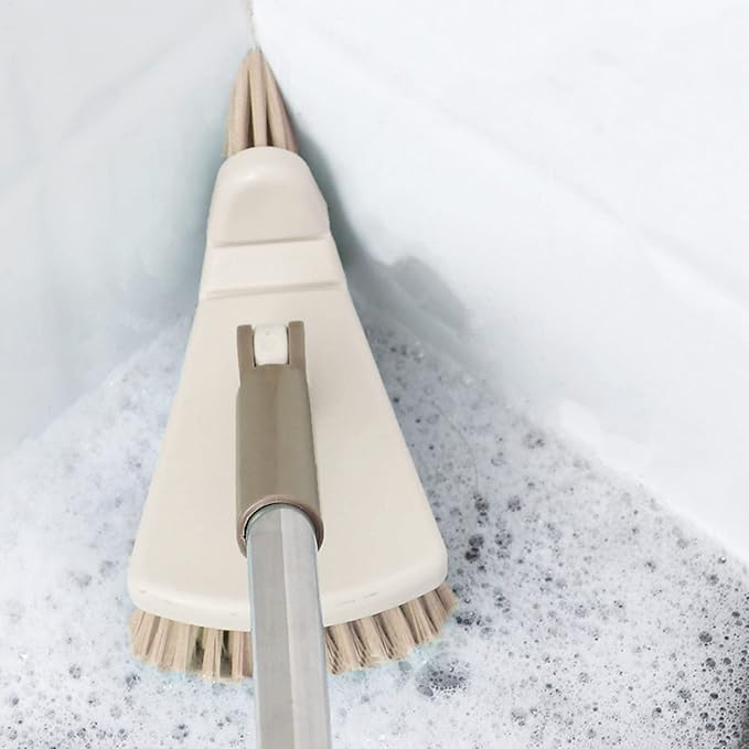 Cleaning Brush with Long Handle Floor Scrubbers for Tub Tile Cleaning Supplies Scrub Brush for Bathroom Bathtub Toilet Floor Kitchen Apartment Essentials forfor Women Men (Khaki)