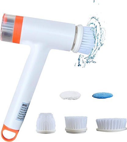 Can add Cleaning Cleaner ,Electric Spin Scrubber Handheld scrubbers for Cleaning， Electric Dishgun，Spin Brush for Cleaning Set，5 Replaceable Brush Heads Kitchen, Shower, Floor, Bathroom Turboscrub