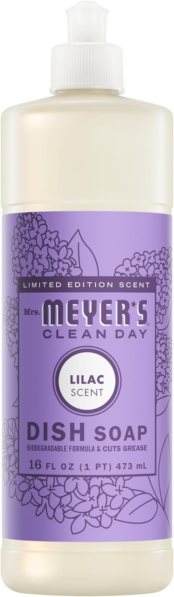 MRS. MEYER'S CLEAN DAY Liquid Dish Soap, Lilac, 16 fl. oz