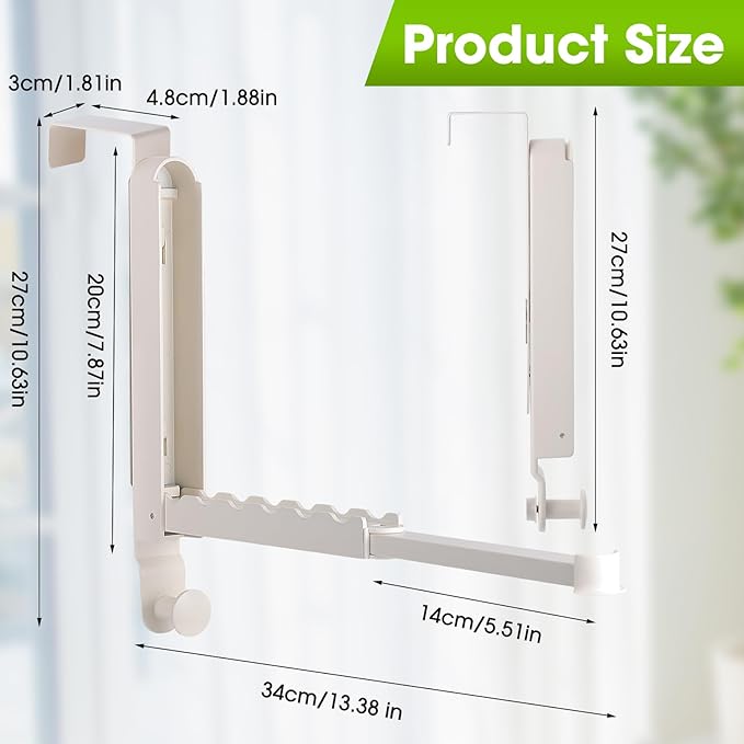 Over The Door Drying Rack, 1 Pack Foldable Over The Door Hooks Hanger for Laundry Clothes Heavy Duty Door Organizer Rack Coat Towels Hanging Storage for Bedroom Bathroom Kitchen