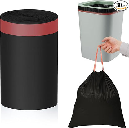 MakMeFre 33 Gallon Drawstring Tall Kitchen Trash Bags,Clean Fresh Scent and Heavy Duty Garbage Bags(30 Count,80x100cm)