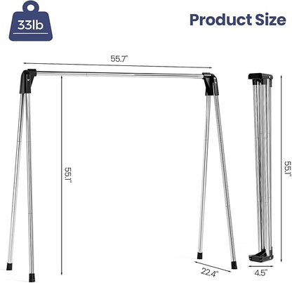 APEXCHASER Clothes Drying Rack, Stainless Steel Drying Rack Clothing with Height-Adjustable, Foldable Gullwings Laundry Drying Rack, Indoor Outdoor Use, No Assembly, White