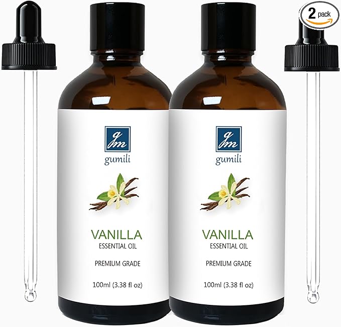 GM Gumili Vanilla Essential Oil 200ML, Natural Vanilla Oil Scented Oils for Aromatherapy & Diffuser-100ML(Pack of 2)
