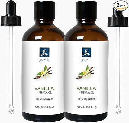 GM Gumili Vanilla Essential Oil 200ML, Natural Vanilla Oil Scented Oils for Aromatherapy & Diffuser-100ML(Pack of 2)