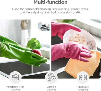 Dishwashing gloves 2 Pairs for kitchen,Rubber cleaning gloves,Long dish gloves reuseable.