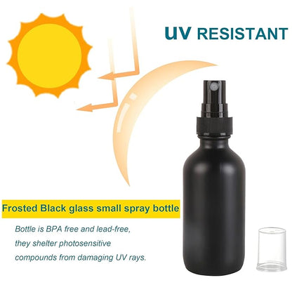 NOOEEISS Frosted Black Glass Small Spray Bottle 2 oz 24 Packs,Fine Mist Sprayer Small Clear Bottles,Refillable Containers mini spray bottles for Cleaning Solutions and Skin Care (Frosted Black 24pcs)