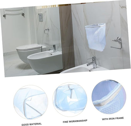 Wall Hanging Clothes Basket Breathable Mesh Laundry Hamper for Dirty Clothes Space-saving Storage Organizer Suitable for Bathroom and Home Use Blue