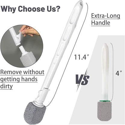 Upgrade Pumice Stone Toilet Bowl Cleaner,Bathroom Cleaner Brush Toilet Wand Refills with 30CM Long Handle for Remove Hard Water Stains with 1 Wand+ Pumice Stones (7 Pack)