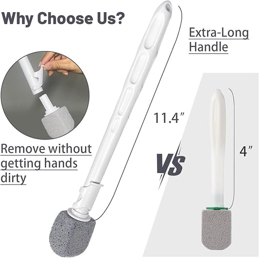 Upgrade Pumice Stone Toilet Bowl Cleaner,Bathroom Cleaner Brush Toilet Wand Refills with 30CM Long Handle for Remove Hard Water Stains with 1 Wand+ Pumice Stones (10 Pack)