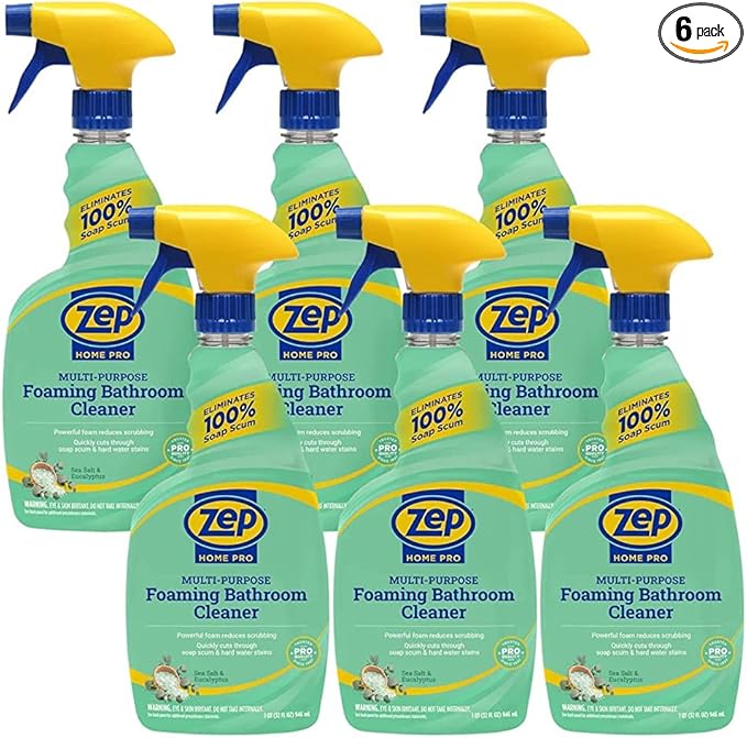 Zep Home Pro Multi-Purpose Foaming Bathroom Cleaner - 32 Fl. Oz. - R53106 - Pro Trusted Cleaning Power: Now in Refreshing Scents & Family Friendly Formulas (6)…