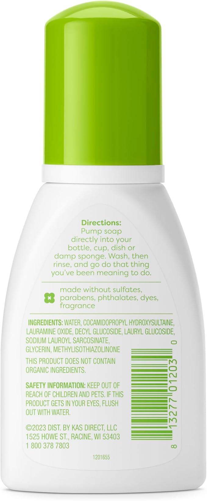 BabyGanics Foaming Dish and Bottle Soap, Fragrance Free, 3.38 Ounce