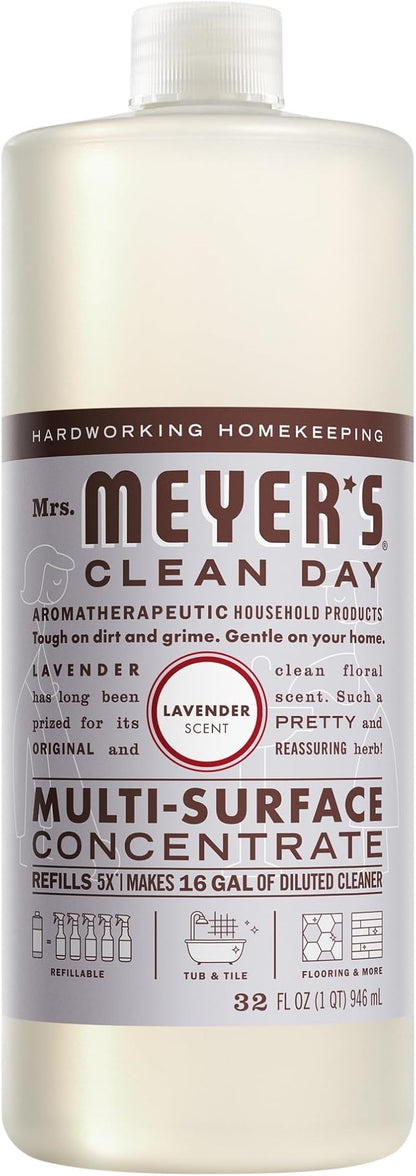 Mrs. MEYER'S CLEAN DAY Multi-Surface Cleaner Concentrate, Use to Clean Floors, Tile, Counters, Lavender, 32 fl. oz