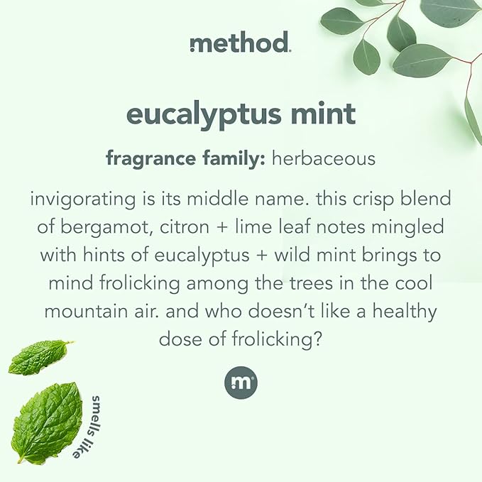 Method Daily Shower Cleaner Refill, Eucalyptus Mint, For Showers, Tile, Fixtures, Glass and Tubs, 68 Fl Oz (Pack of 1)