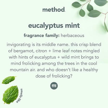 Method Daily Shower Cleaner Refill, Eucalyptus Mint, For Showers, Tile, Fixtures, Glass and Tubs, 68 Fl Oz (Pack of 2)